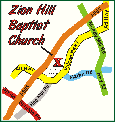 Map to Zion Hill Baptist Church