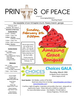 Zion Hill Baptist Church - Prints of Peace Newsletter - February 2015