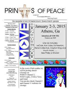 Zion Hill Baptist Church - Prints of Peace Newsletter - January 2015