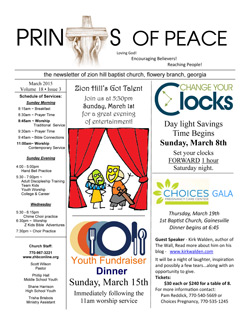 Zion Hill Baptist Church - Prints of Peace Newsletter - March 2015